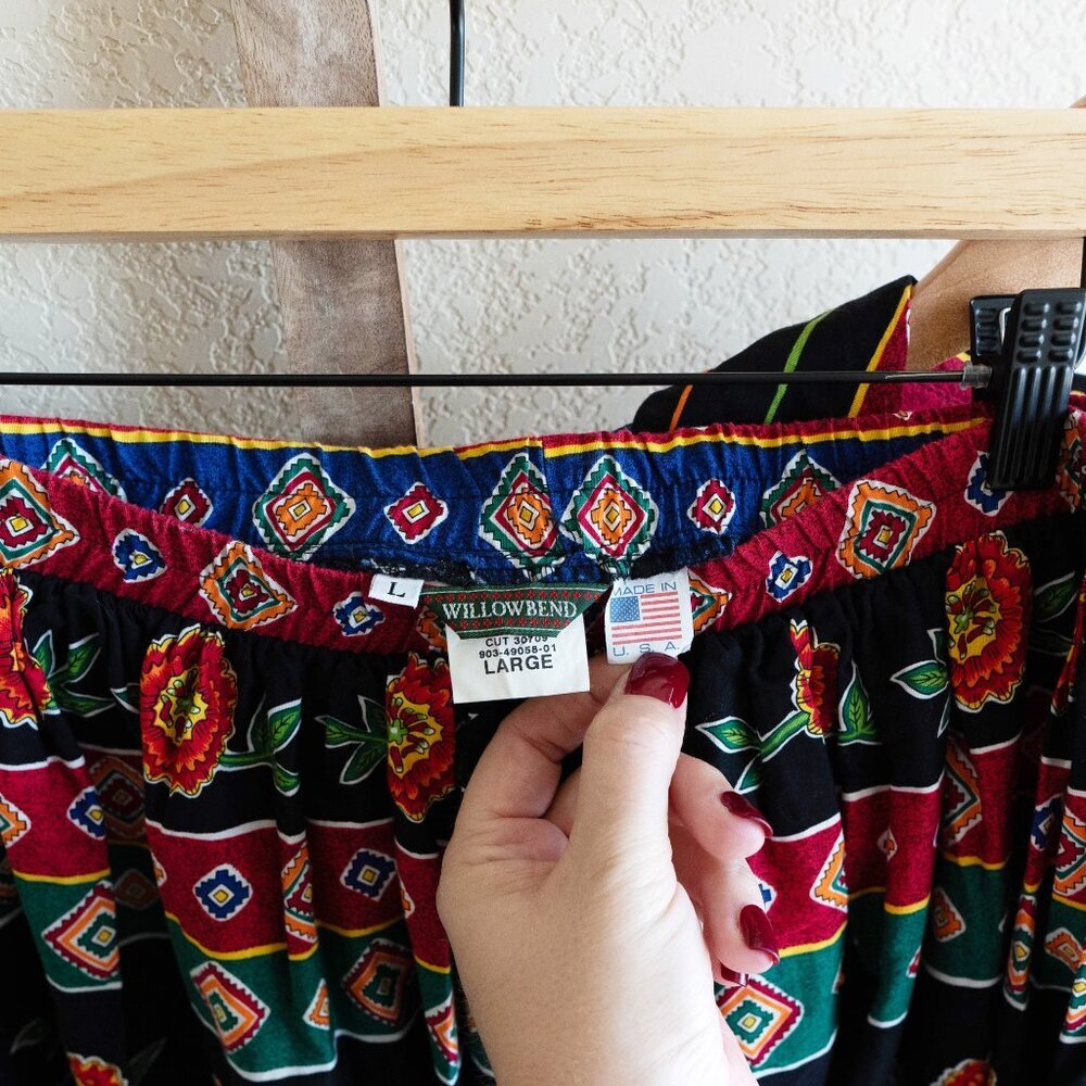 Vintage Willowbend 2-Piece Set Size L Made in USA 100% Cotton Boho Skirt & Vest - Picture 2 of 12